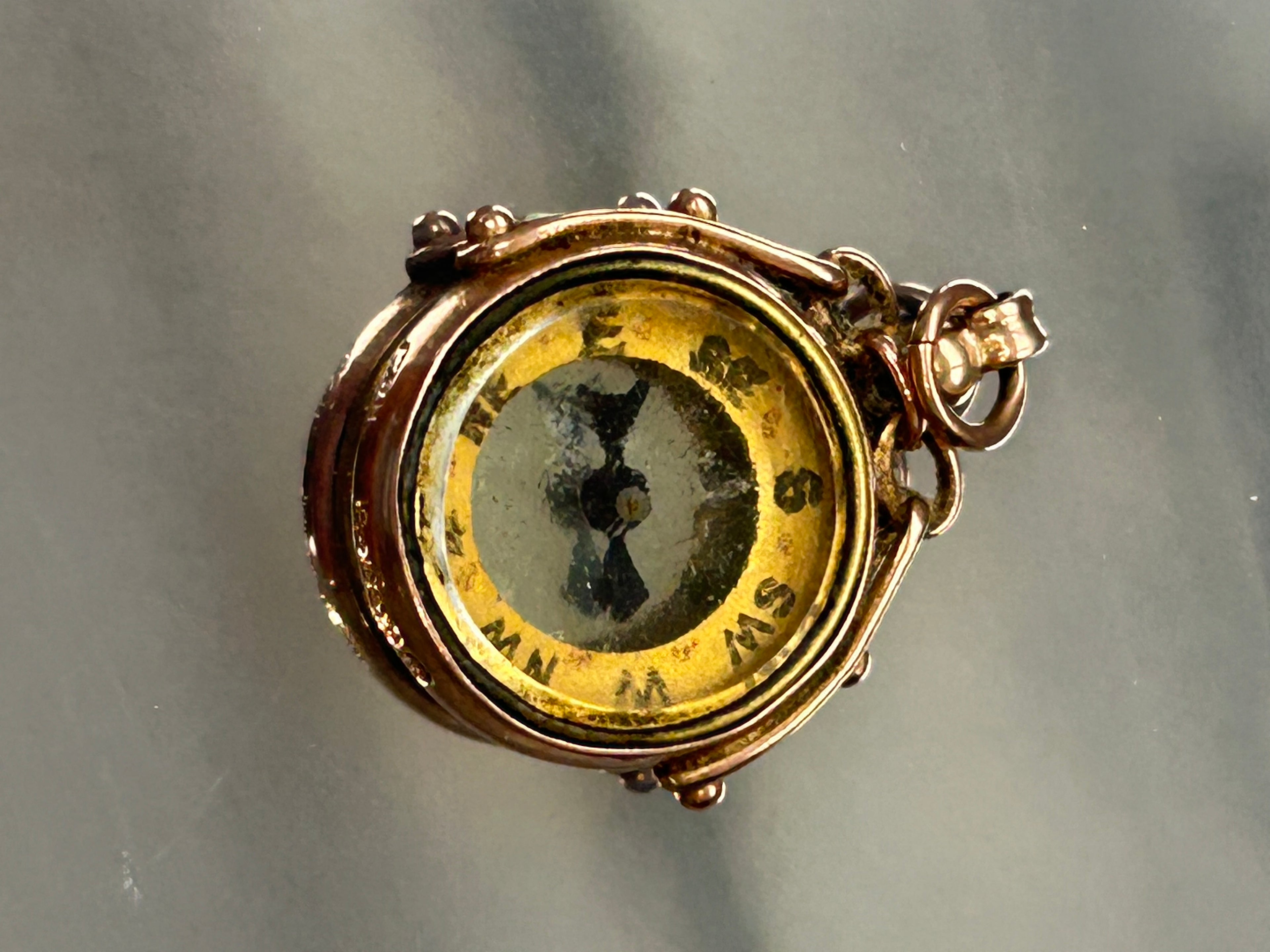 Antique 9ct Gold Compass Fob Pendant Hallmarked