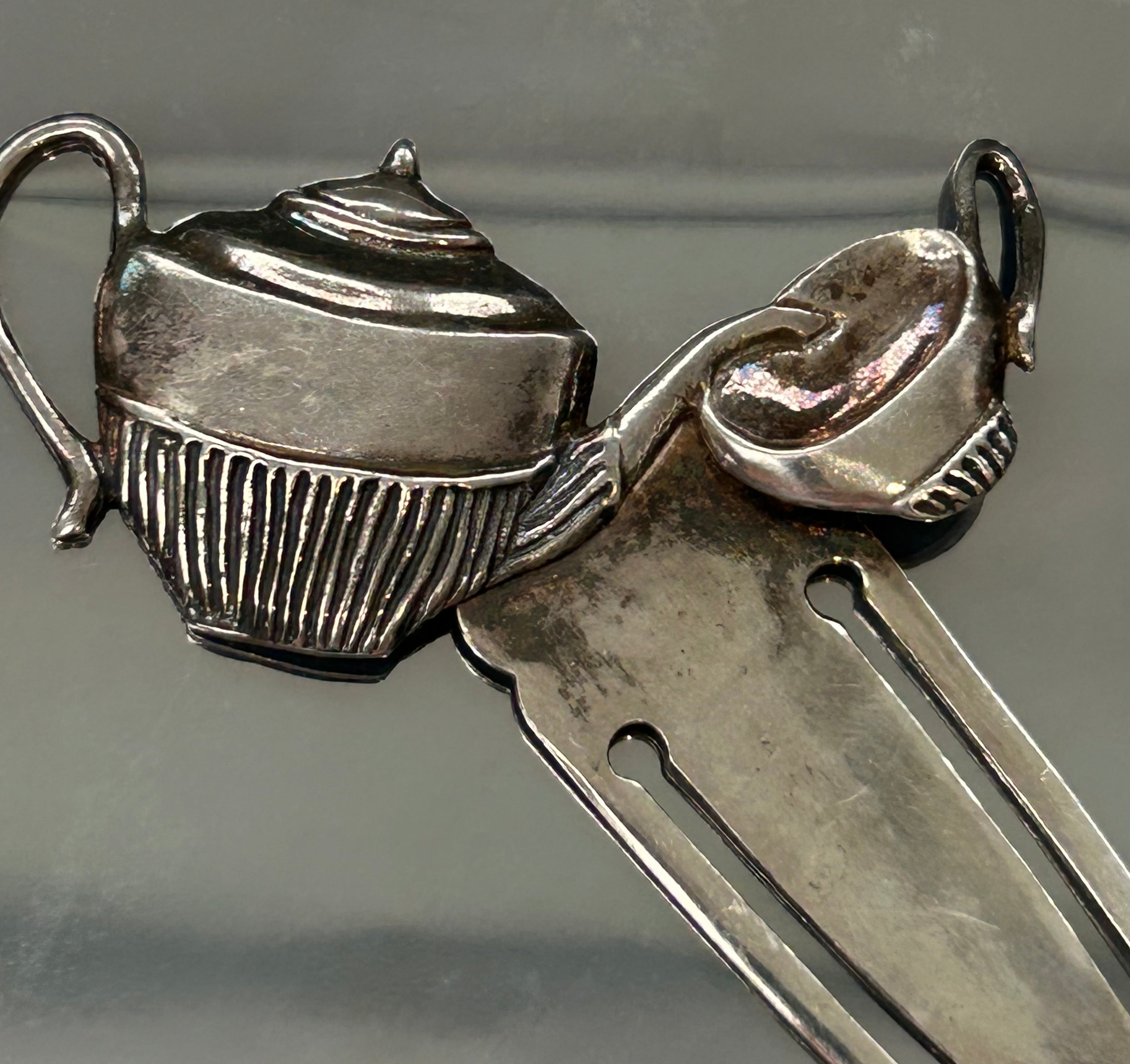 Sterling Silver Hallmarked Vintage Antique Page Marker Bookmark Tea Cup