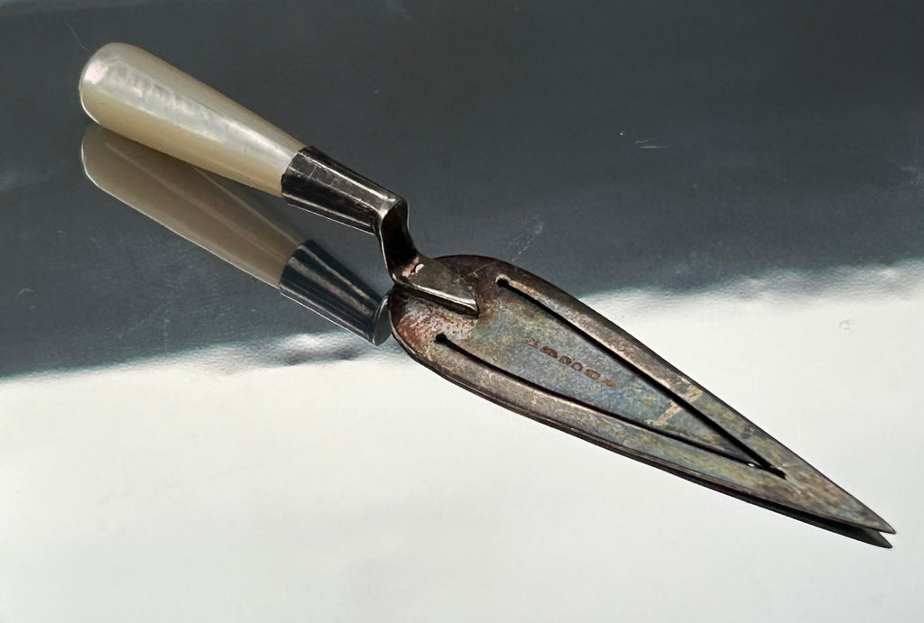 Sterling Silver Trowel Bookmark, Mother Of Pearl Handle, Hallmarked