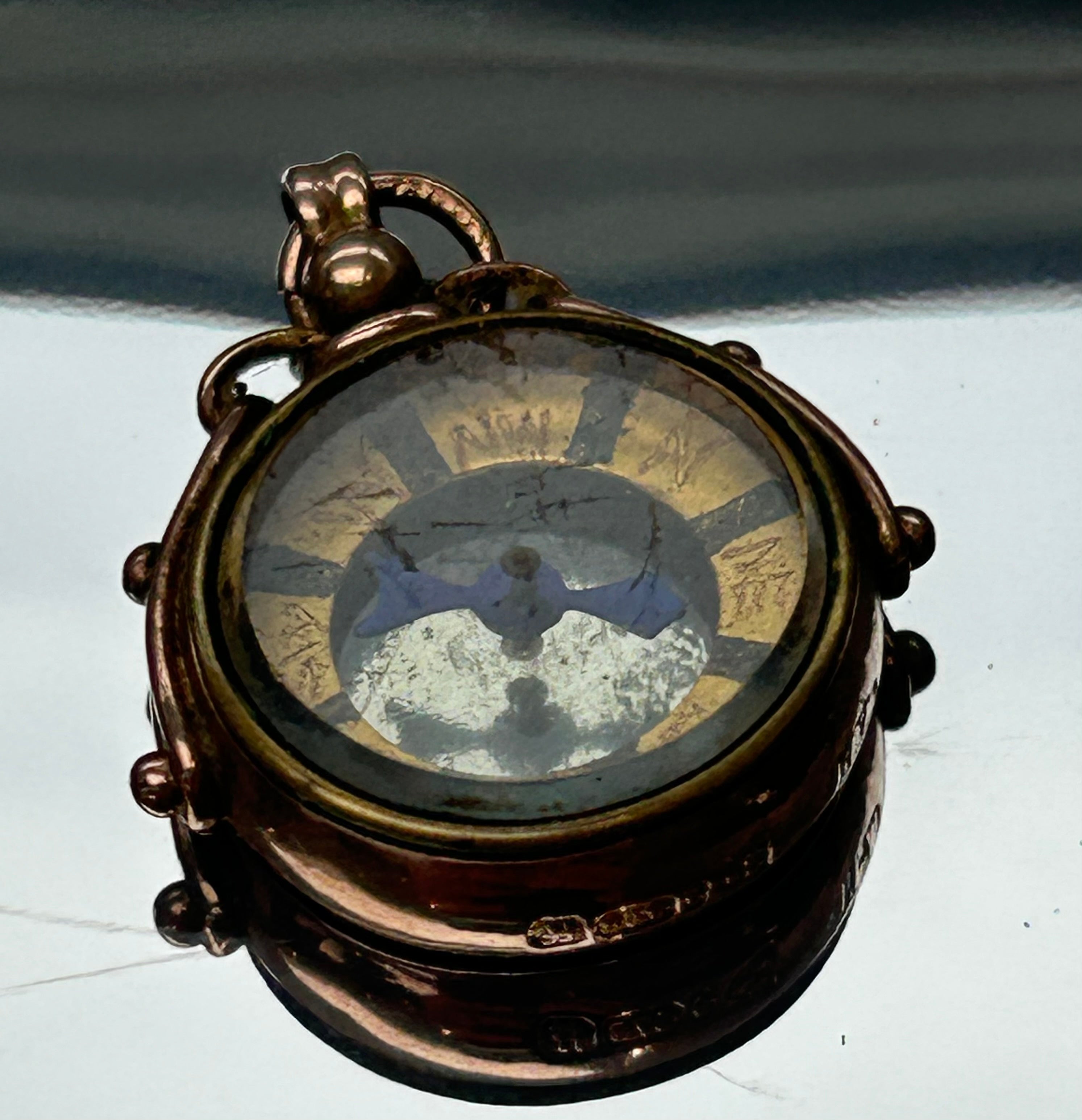 Antique 9ct Gold Compass Fob Pendant Hallmarked
