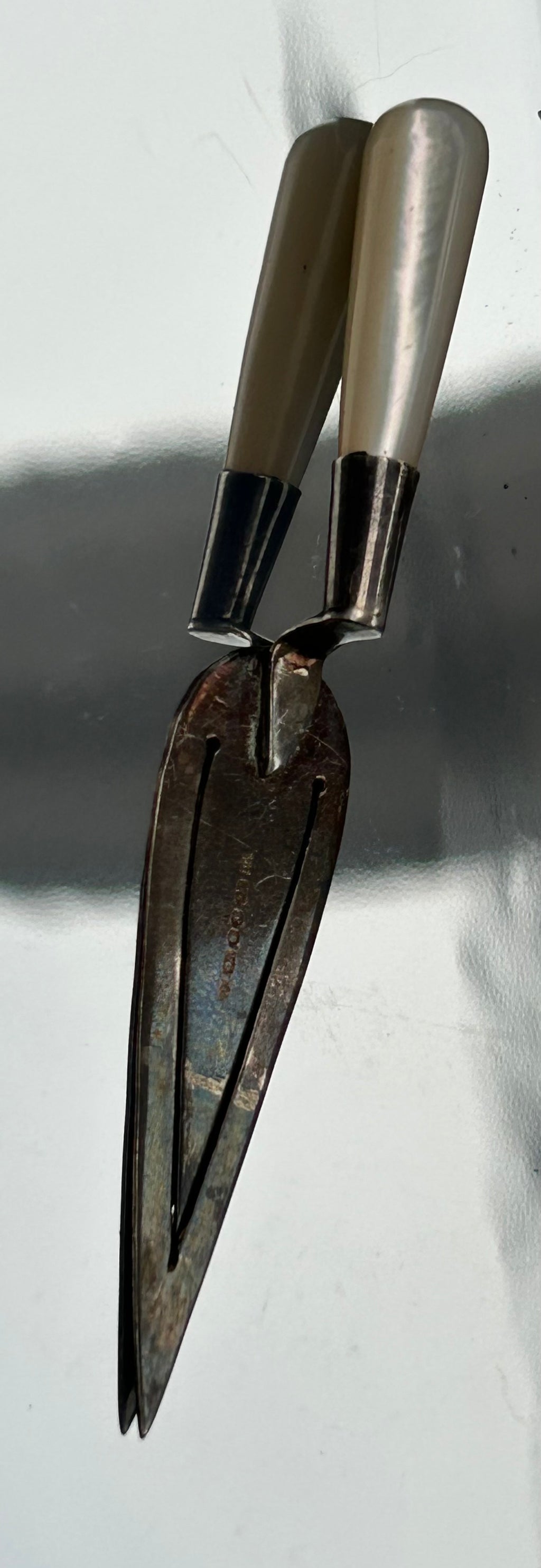 Sterling Silver Trowel Bookmark, Mother Of Pearl Handle, Hallmarked